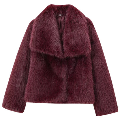 Faux Fur Coat Burgundy Bomber Jacket