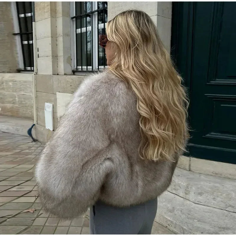 Fluffy Faux Fur Coat For Women