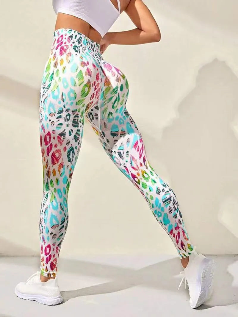 3D Print Dye Sports Calças Mulheres Cintura Aptidão Push Up Leggings