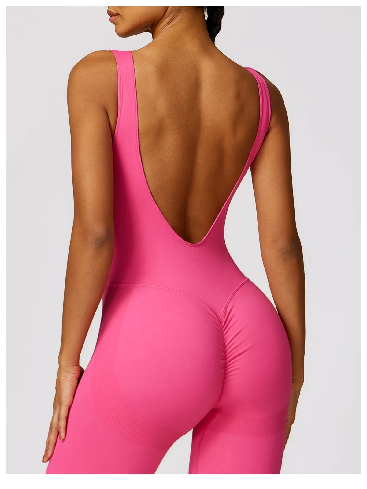 Backless Bodysuit Fitness Set Push Up Women Jumpsuit One-piece