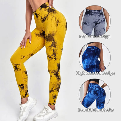 Dye Fitness Leggings Women High Waist Push Up