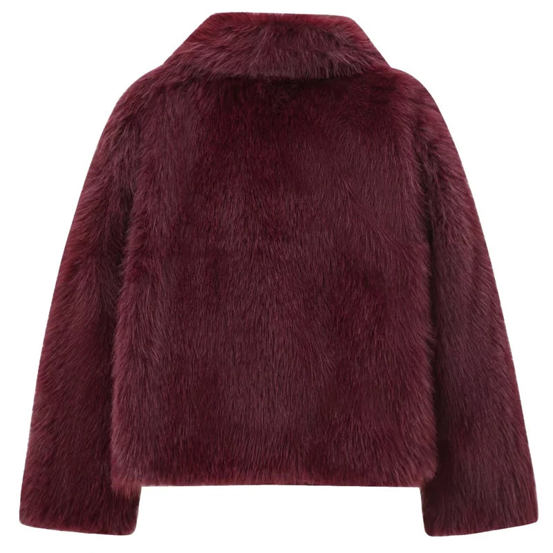 Faux Fur Coat Burgundy Bomber Jacket