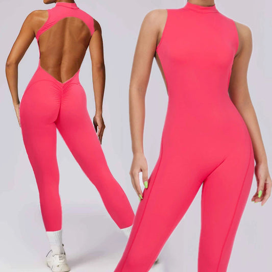 Yoga Sets Sleeveless pants Jumpsuit for Women with chest pad