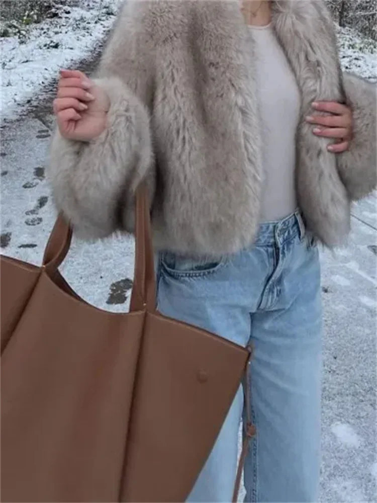 Fluffy Faux Fur Coat For Women