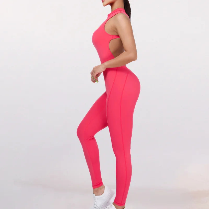 Yoga Sets Sleeveless pants Jumpsuit for Women with chest pad