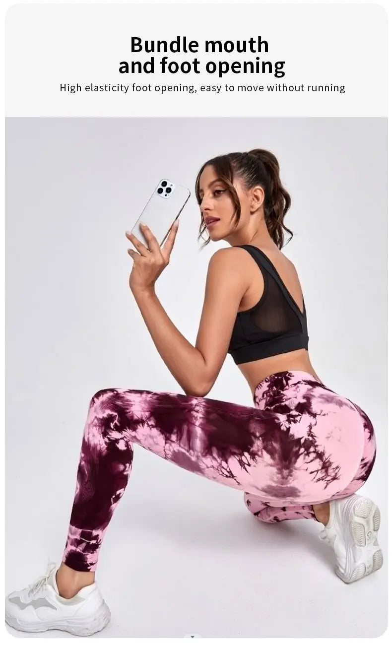 Dye Fitness Leggings Women High Waist Push Up