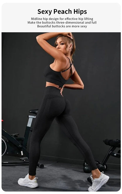 2 Pieces Women Tracksuit Sportswear Set High Waist Leggings and Top