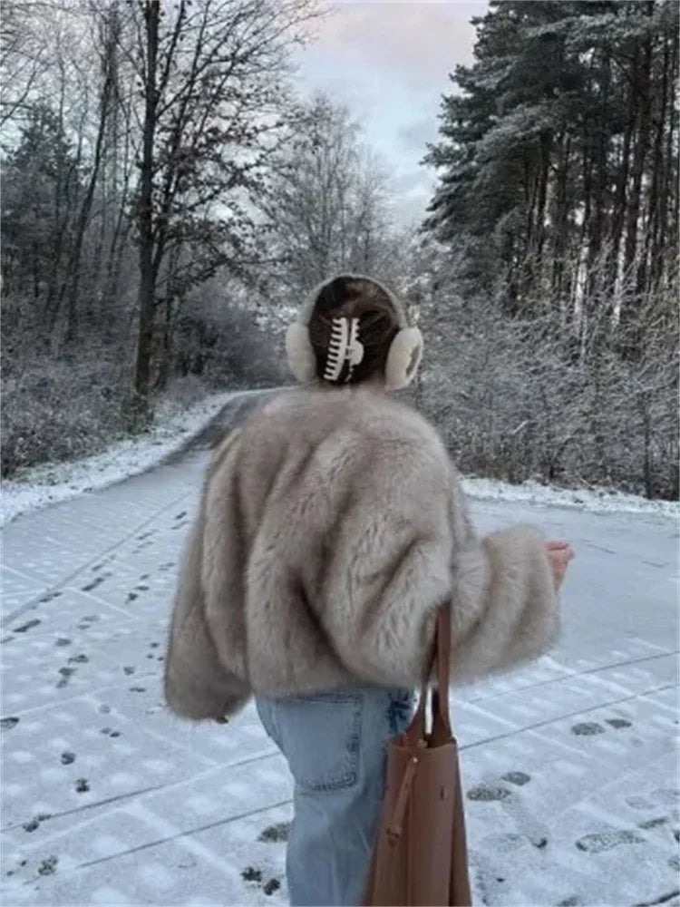 Fluffy Faux Fur Coat For Women