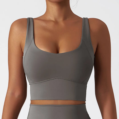 Workout Crop Top Yoga Shockproof With Chest Pad