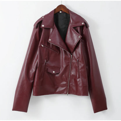 Double Zipper Women's Leather Jacket