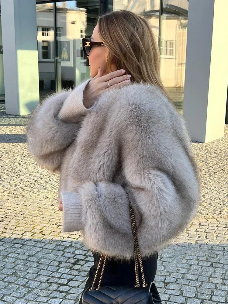 Fluffy Faux Fur Coat For Women