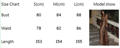 Abito lungo con stampa leopardata senza schienale e senza maniche per la festa serale