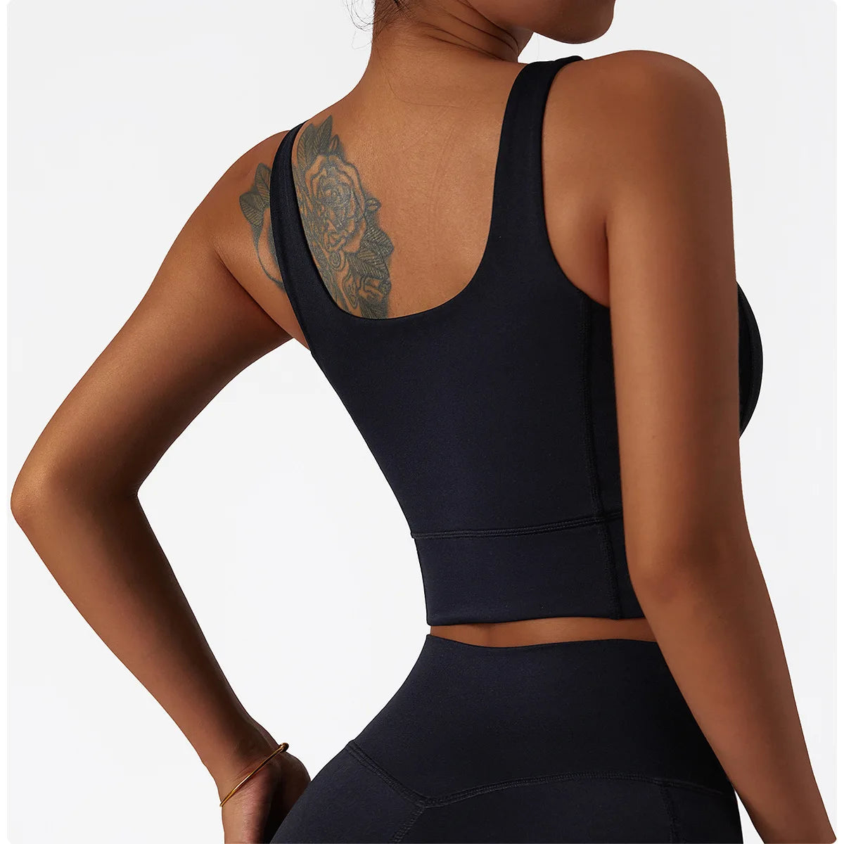 Workout Crop Top Yoga Shockproof With Chest Pad