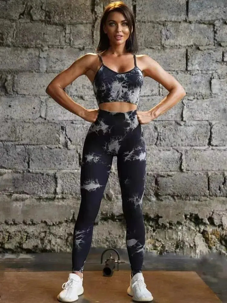 Women Tracksuit Fitness Set Bra and High Waist Leggings